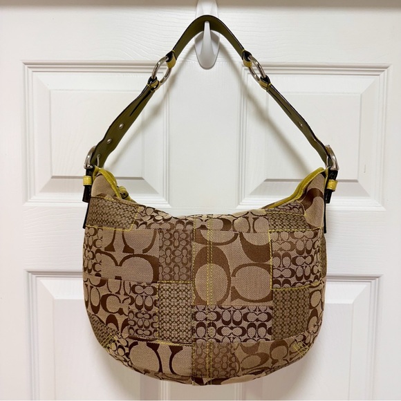 Coach Patchwork Signature Hobo Khaki Signature Multi Snakeskin Trim Y2K - Picture 5 of 11